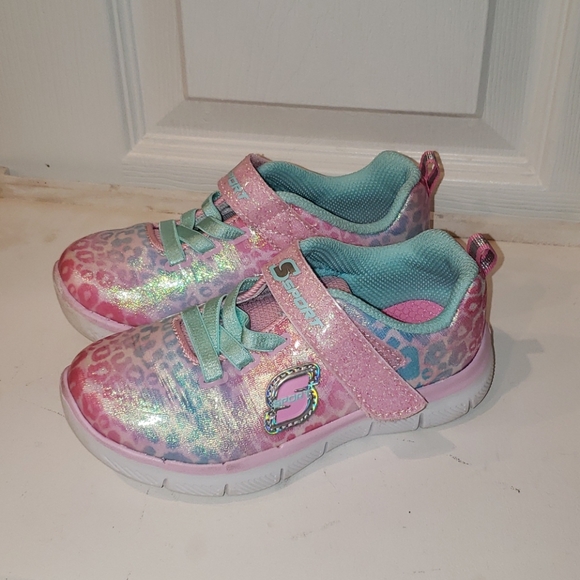 EUC Sketches Girl's Size 10 Cheetah Sneakers - Picture 2 of 5